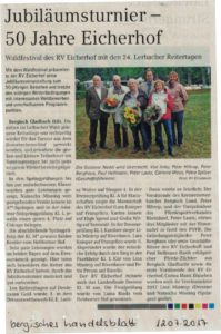 Jubiläumsturnier - 50 Jahre Eicherhof - Bergisches Handelblatt 12.07.2017